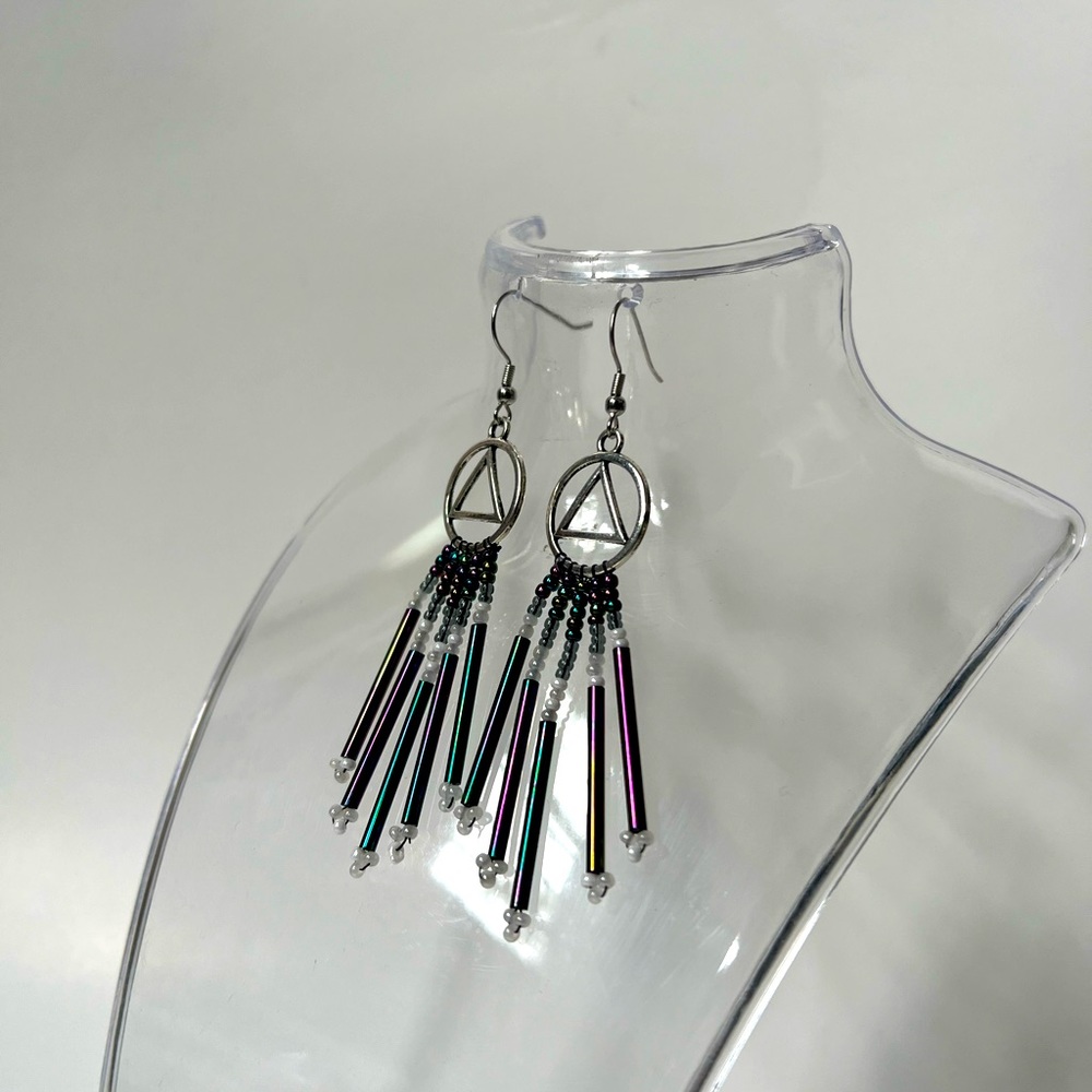 Alcoholics Anonymous fringe earrings